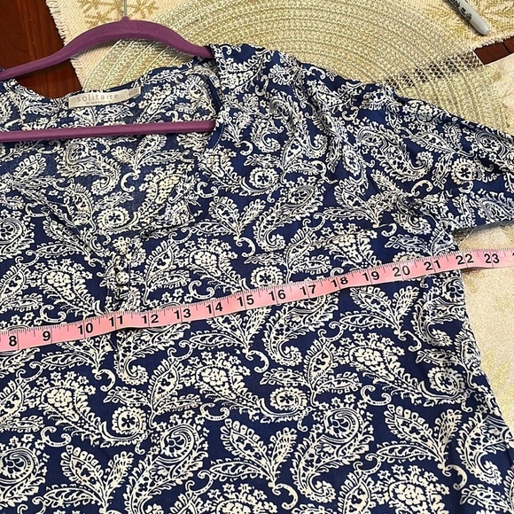 Solitaire Boho Tunic Top XL in EUC. Navy and Cream. - Picture 5 of 7